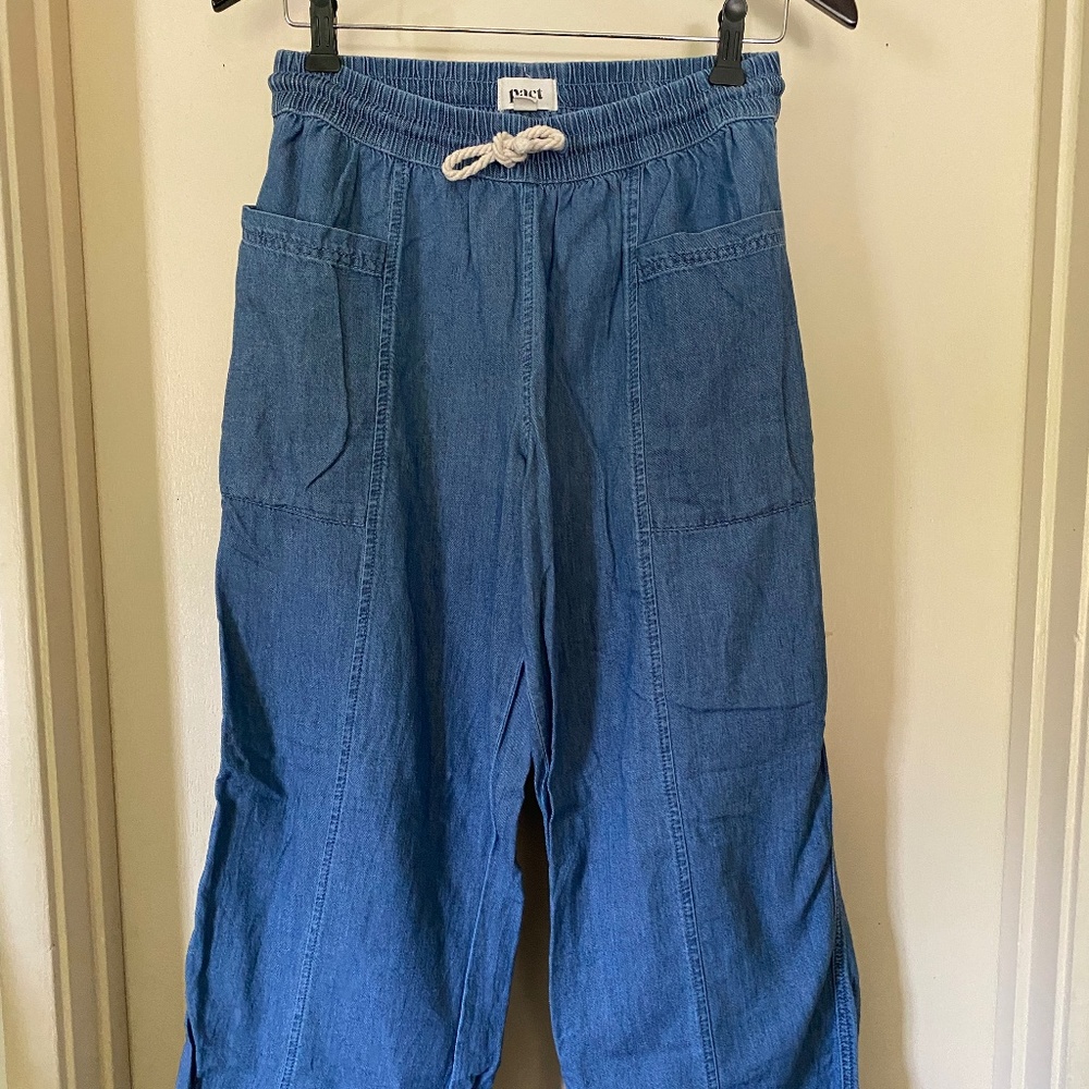 PACT Medium Wash Chambray Denim Chambray Sailor Pant - Like New